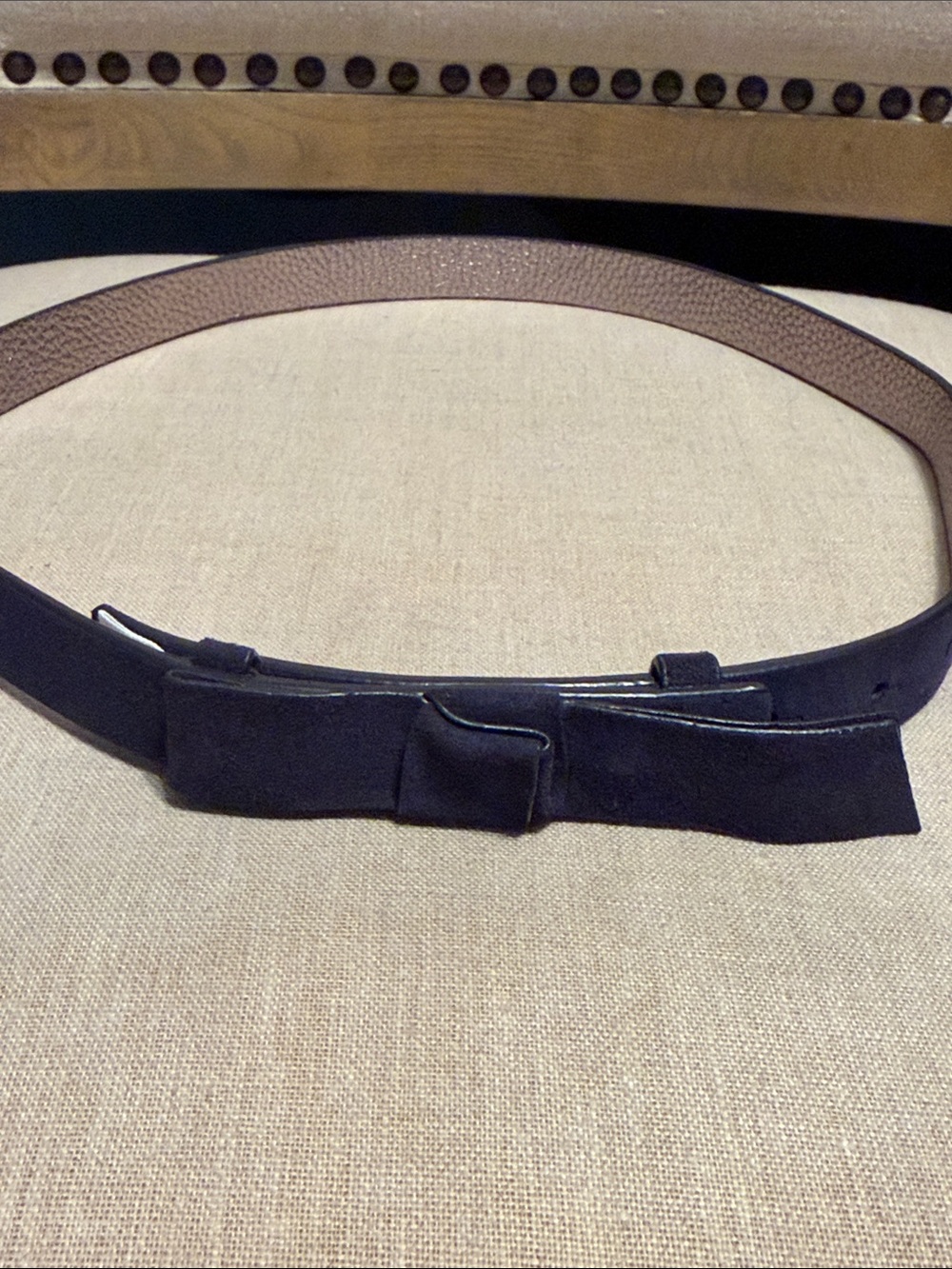 Boden Dark Blue Suede Belt with Bow Detail, Size M